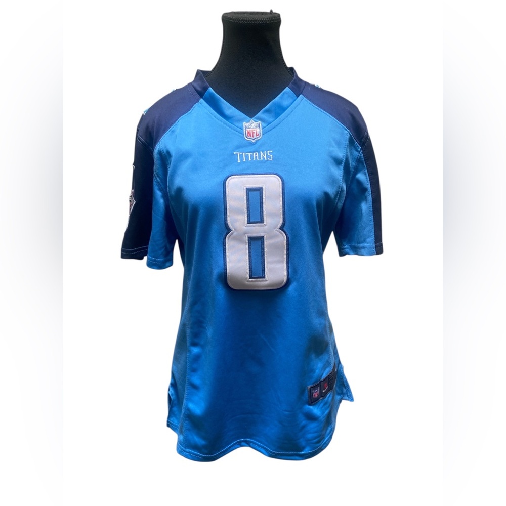 Nike Blue and Navy Women's Mariota 8 Titans Jersey GUC L